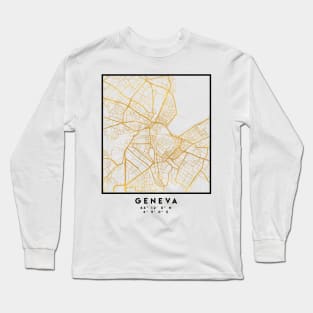 GENEVA SWITZERLAND CITY STREET MAP ART Long Sleeve T-Shirt